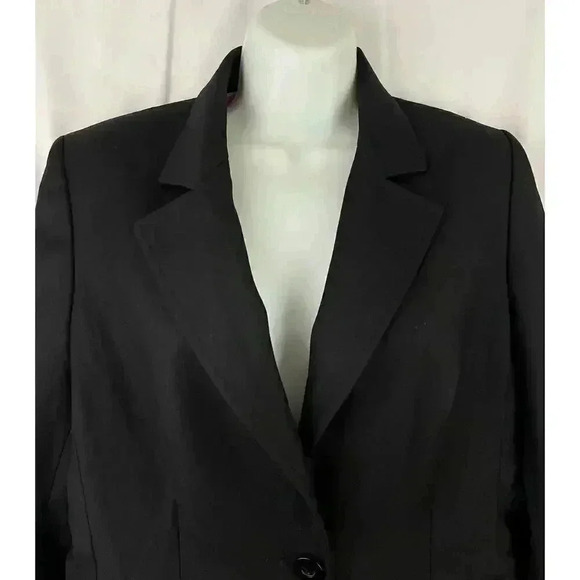 Anne Klein Black Blazer Jacket Sz 8 Single Button Pink Lining Women's - Picture 3 of 8